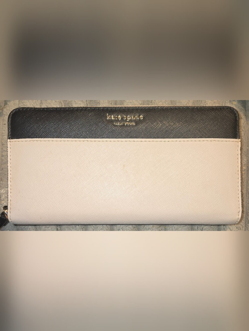 Kate Spade Staci Tan & Black Color Block Large Contintental Zip Wallet